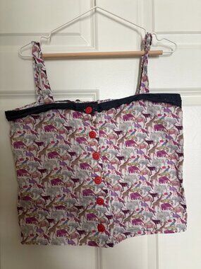 GiraeRigira Etsy Handmade Italy Cotton Animals Print Tank Top Size Small